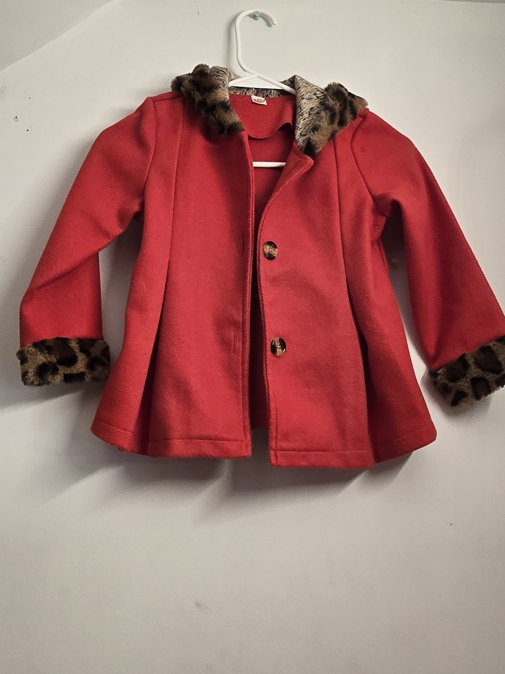 Kids Red Coat with Faux Fur Trim - Unbranded